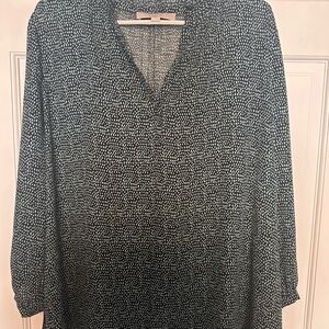 LOFT Blue and Green Dotted Blouse